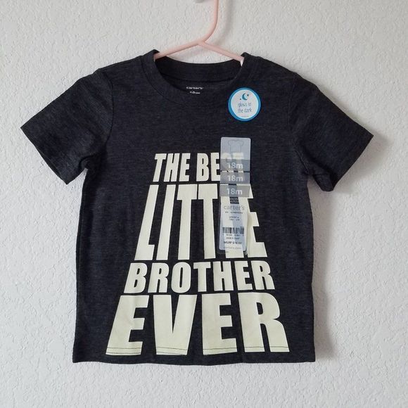 NWT Toddler Boy Carter's "Best Little Brother" Glow-in-the-Dark Graphic Tee, 18m - Picture 2 of 7